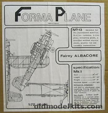 Formaplane 1/72 Fairey Albacore plastic model kit